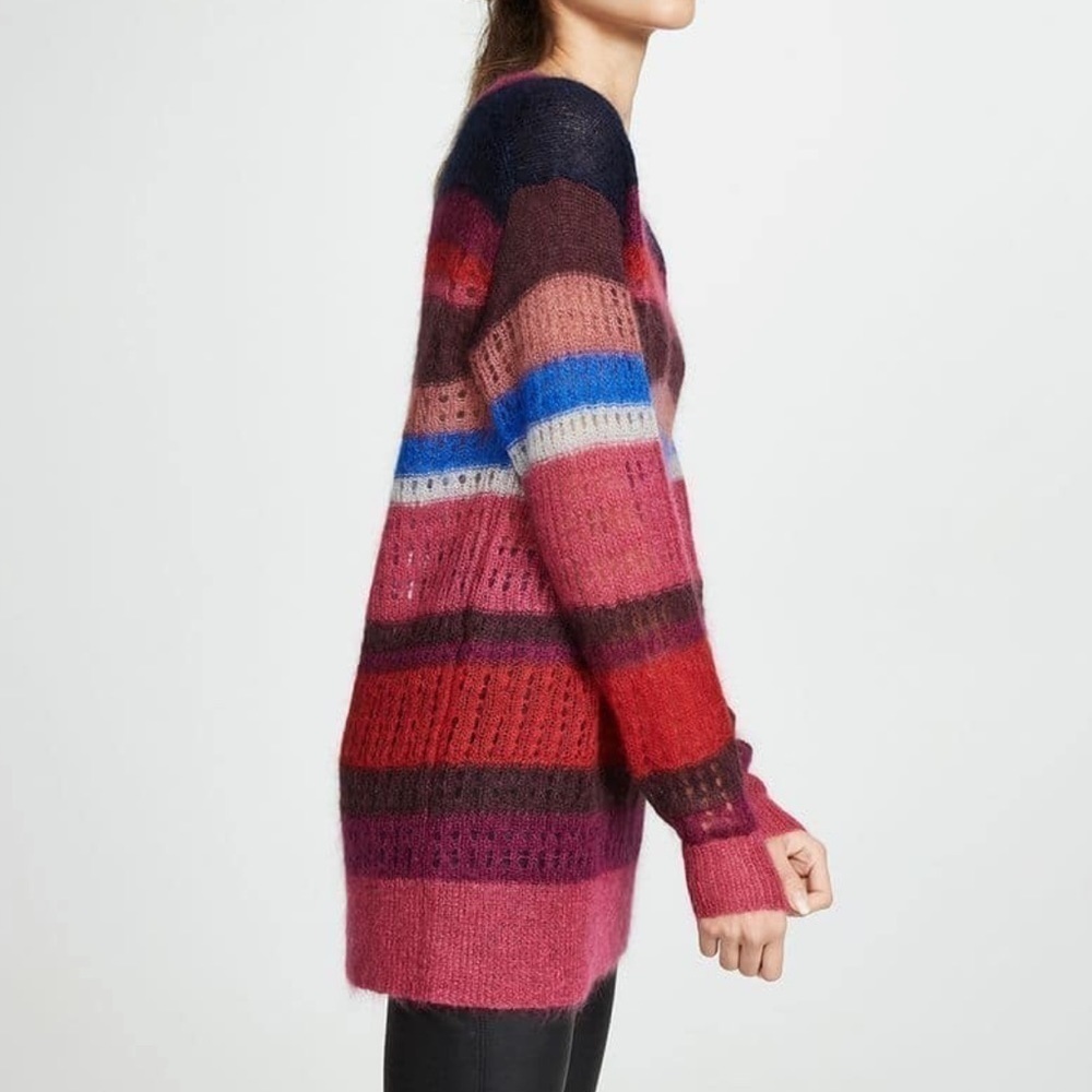 Rag & Bone Nassau Striped Mohair Silk Blend V-Neck Sweater Size XS MSRP $425 - Picture 4 of 16